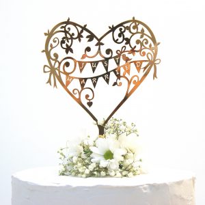 Wedding Cake Topper Rose Gold Mirror Garden Party