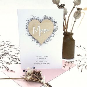 Wooden Heart Message Mothers Day Card  EDIT