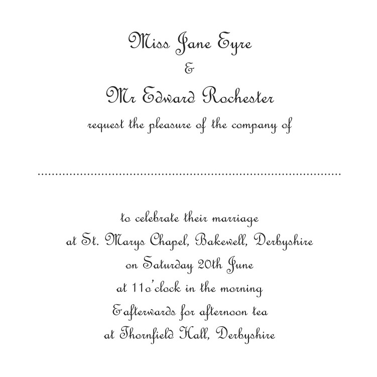 Jane Eyre Sample Invite