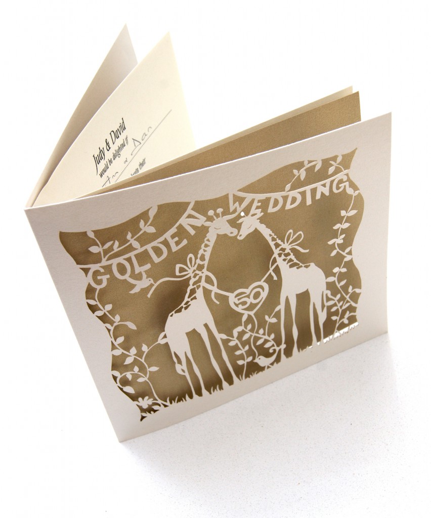 laser cut golden wedding invitations