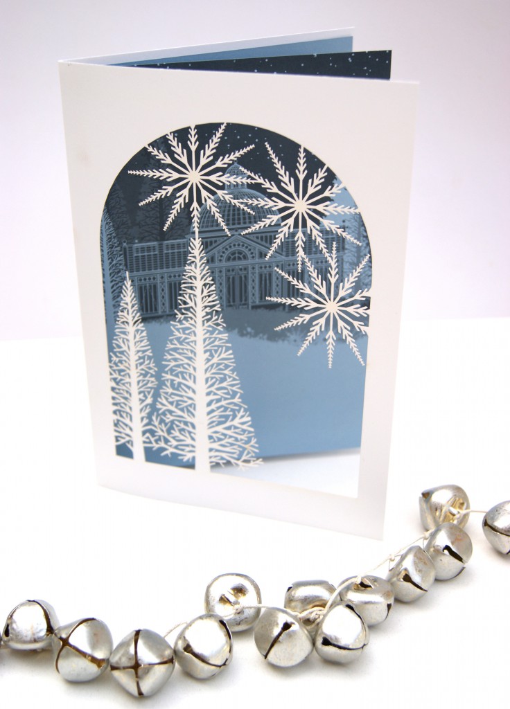 M&L winter garden laser cut christmas card