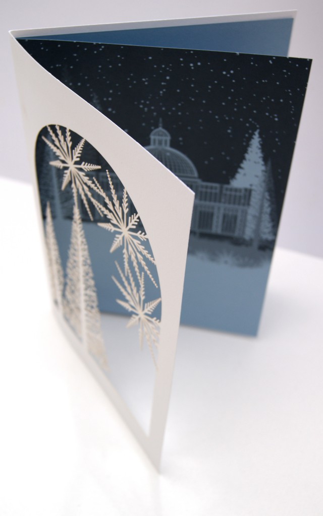 M&L winter garden laser cut christmas card
