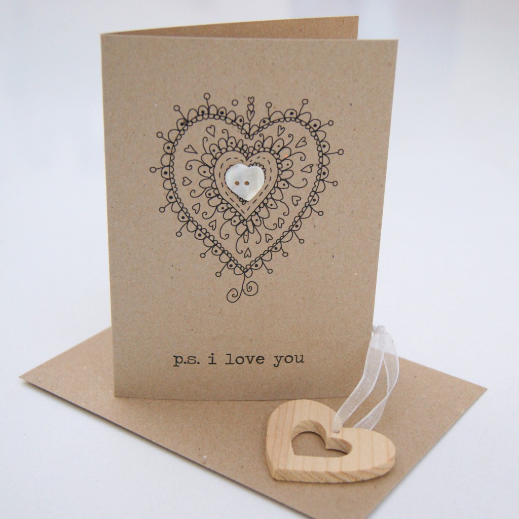 Ps. i love you.. button box valentine's day card