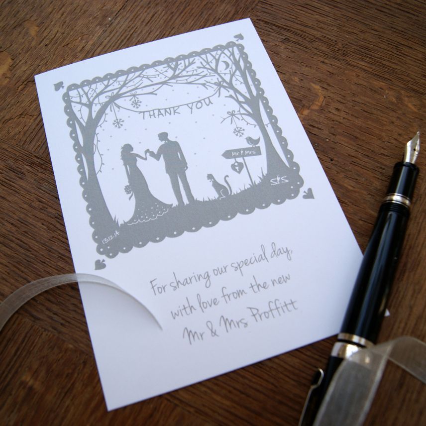 Bespoke, printed wedding thank you card