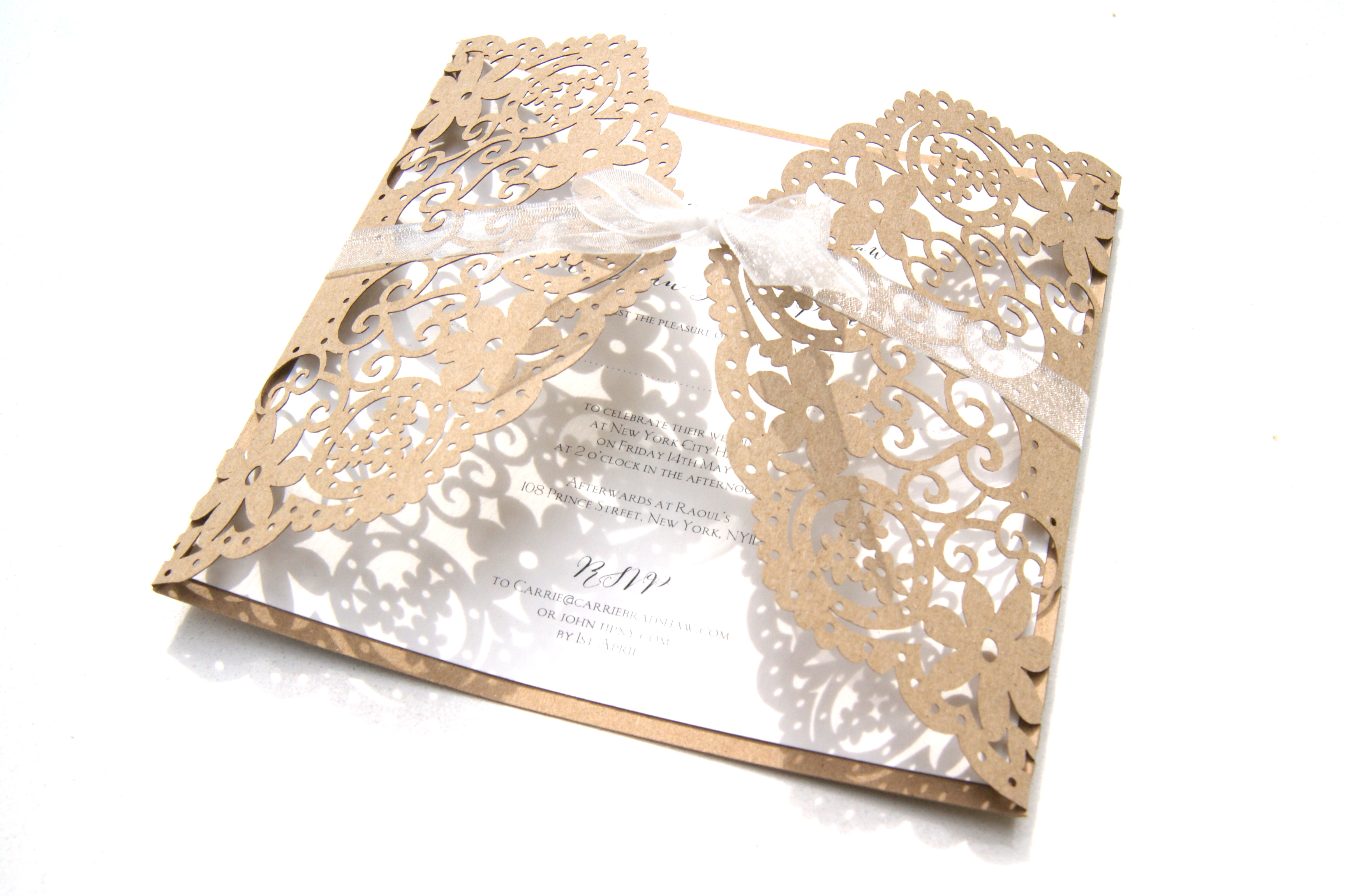 Doily Lace - eco-craft, laser cut wedding invitation