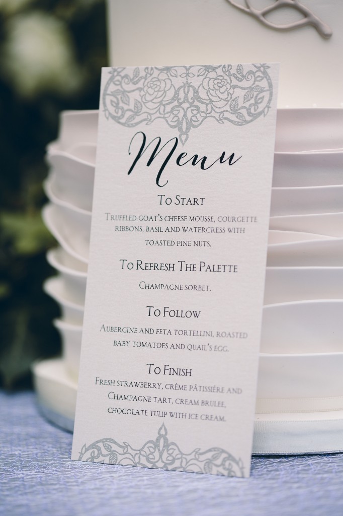 Printed wedding menu