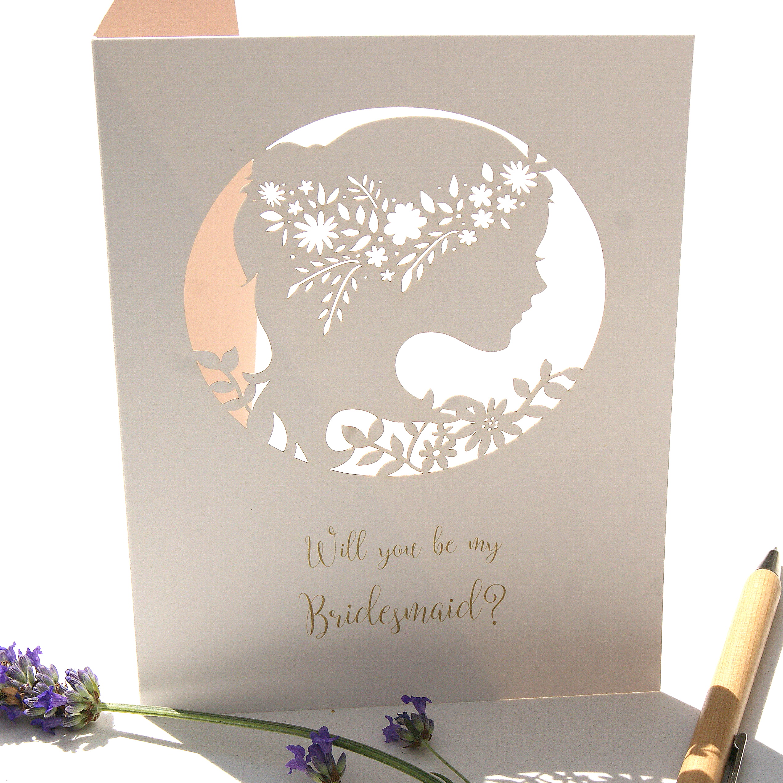 Laser cut will you be my bridesmaid card