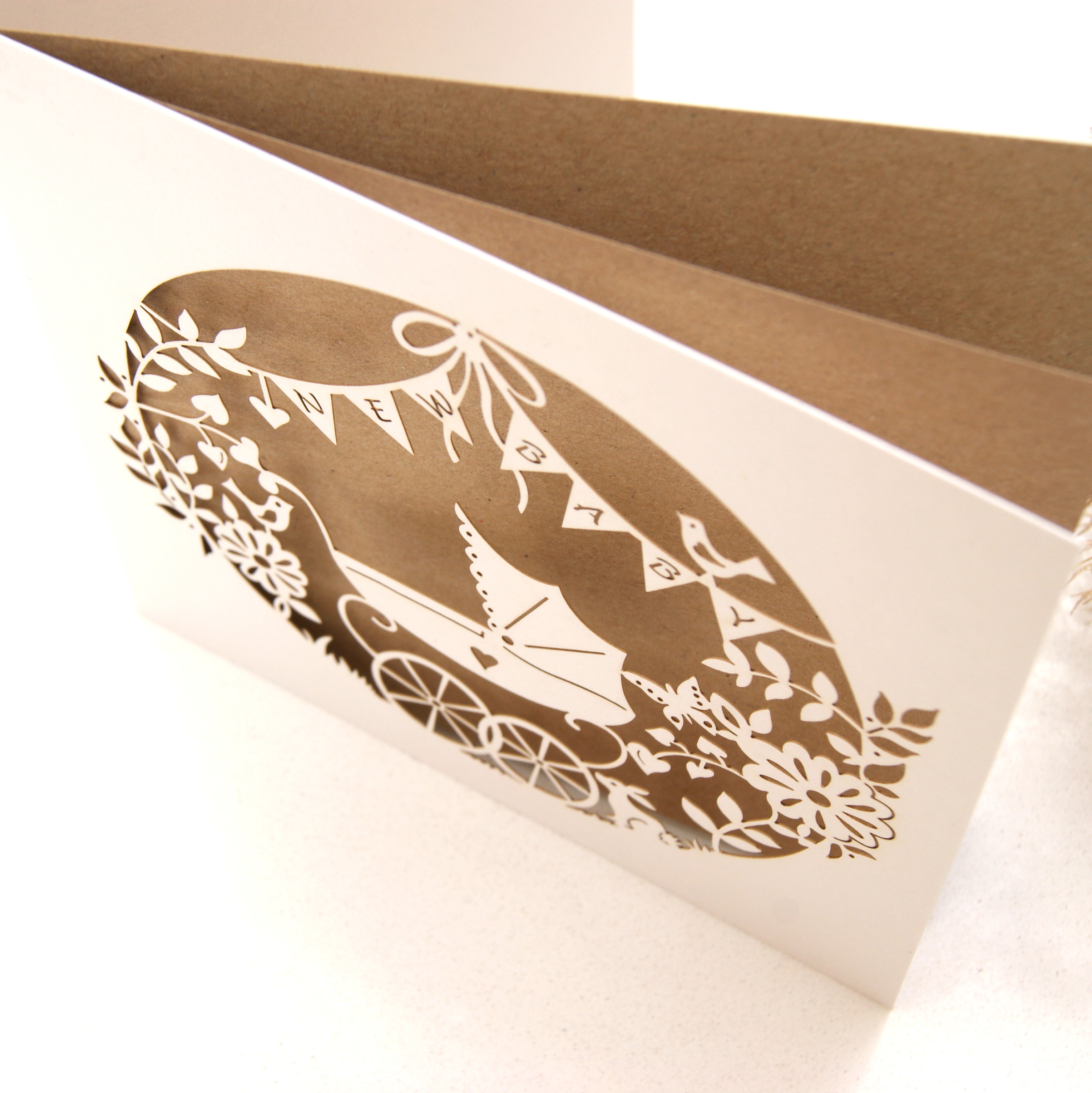 Laser cut new baby card 