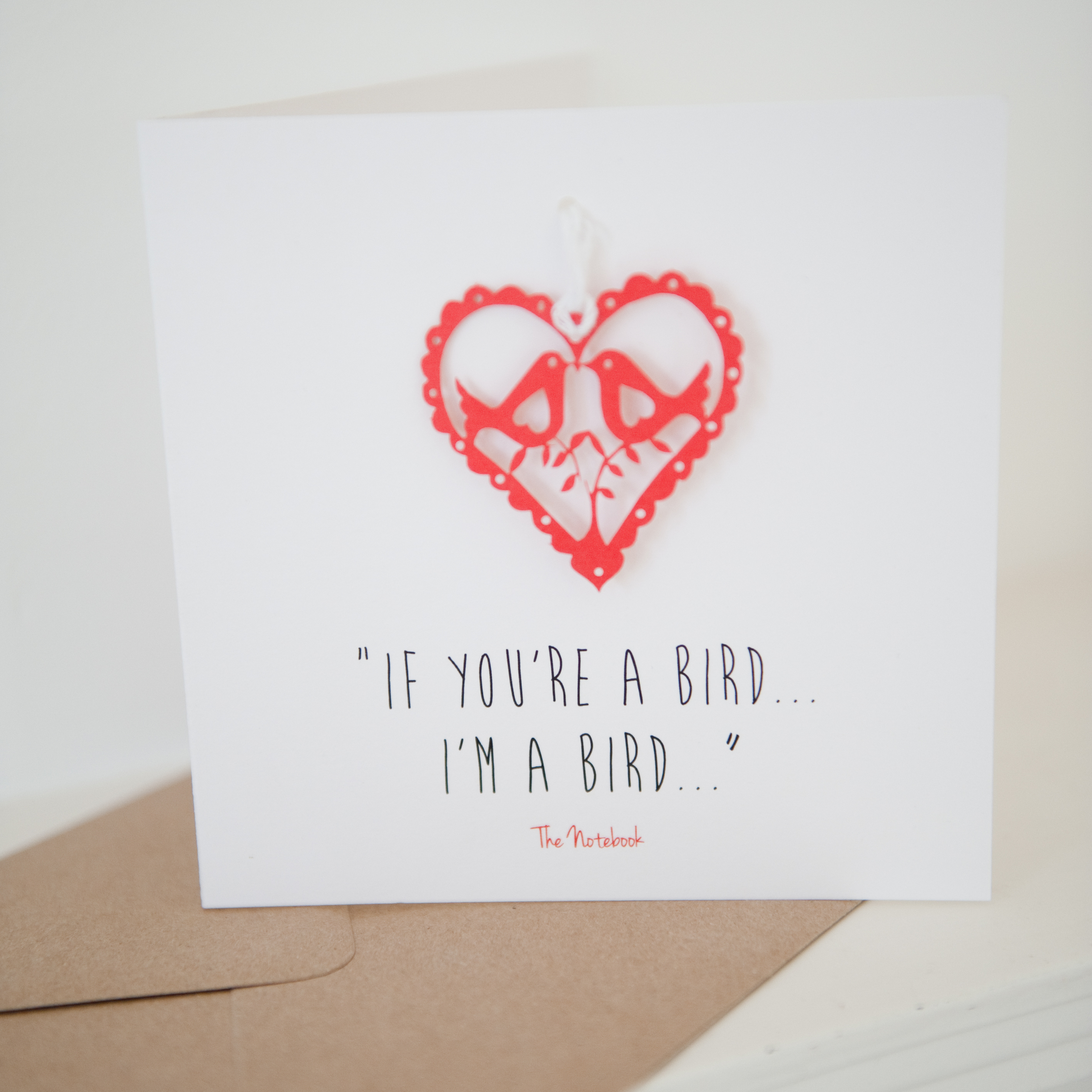 Valentines red love birds paper cut Always card