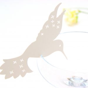 Hummingbird glass percher card in silk
