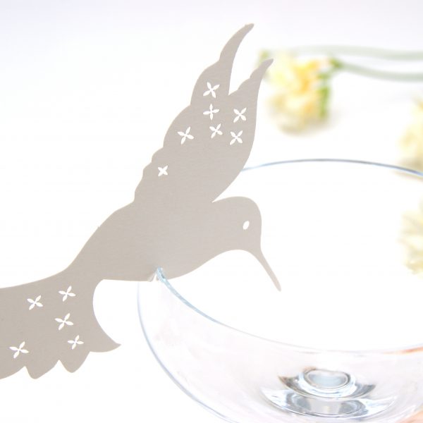 Hummingbird glass percher card sin silk