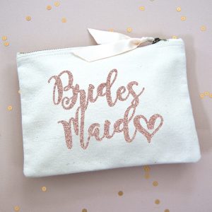 BRIDESMAID MAKE UP BAG ROSE GOLD GLITTER