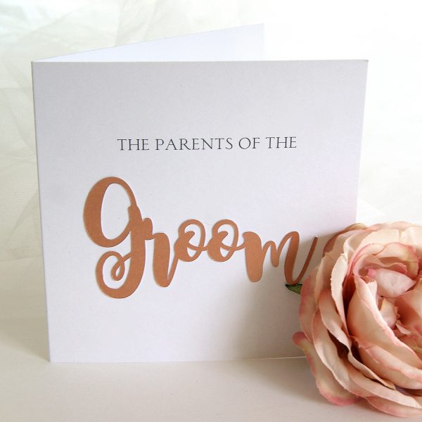 parents of the groom rose gold card
