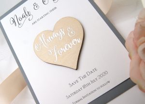 Wooden Heart Save the Dates