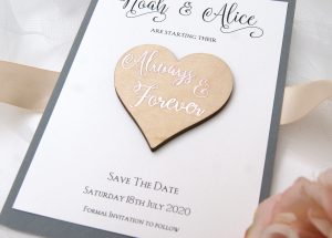 Wooden Heart Save the Dates