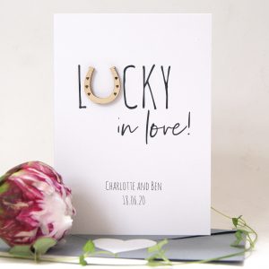 Lucky In Love Engagement And Wedding Card