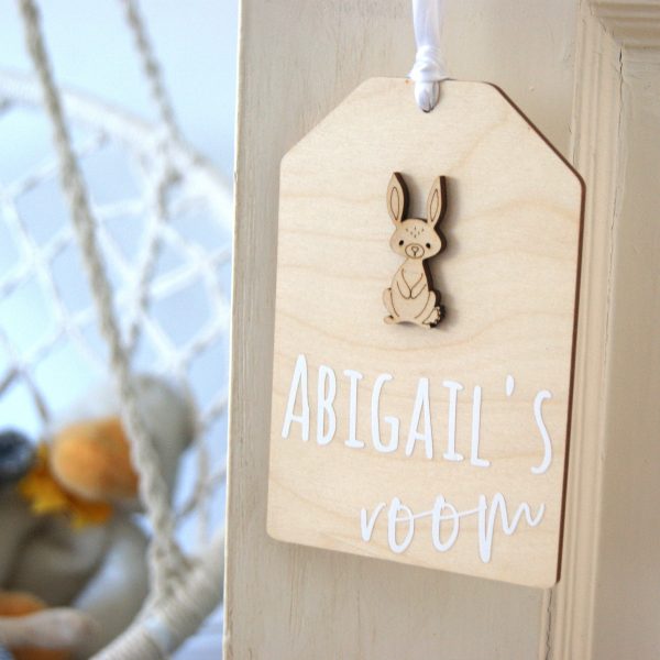 Betsy Bunny Personalised Wooden Door Hanging Sign