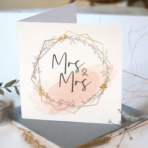 Gold Leaf Mrs And Mrs Wedding Card