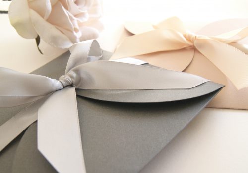 nude and grey petal envelopes