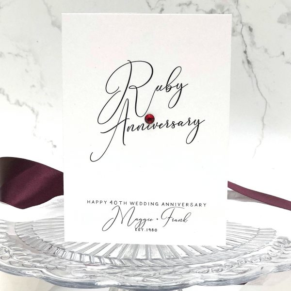40th Ruby Wedding Anniversary Card 