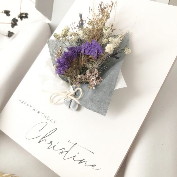 Happy Birthday Everlasting Dried Flower Bouquet Card