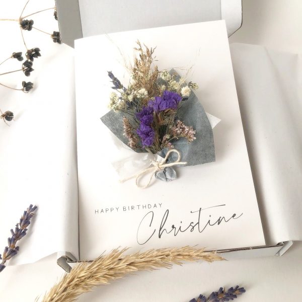 Happy Birthday Everlasting Dried Flower Bouquet Card