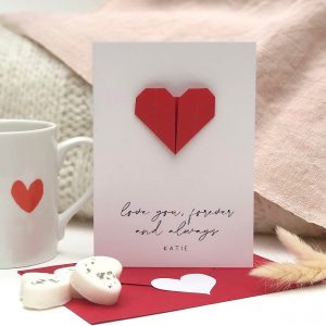 Origami Heart Personalised Valentines Card