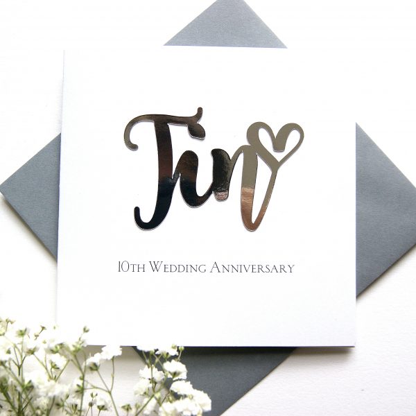 10th Tin Wedding Anniversary Card 