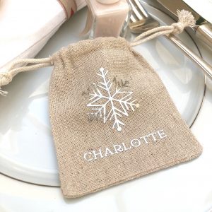 Christmas Snowflake Personalised table present gift bag