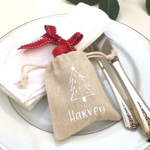 Christmas Tree Personalised table present gift bag