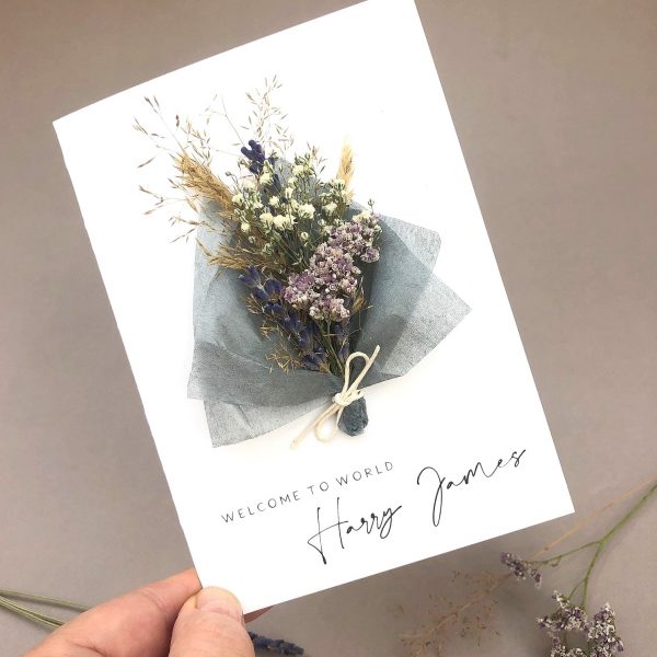 NEW BABY DRIED FLOWER CARD