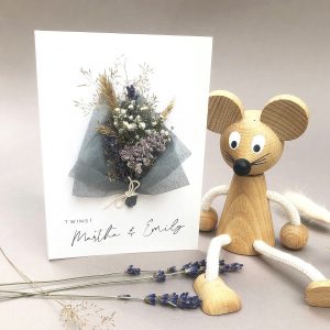 TWINS NEW BABY DRIED FLOWER CARD