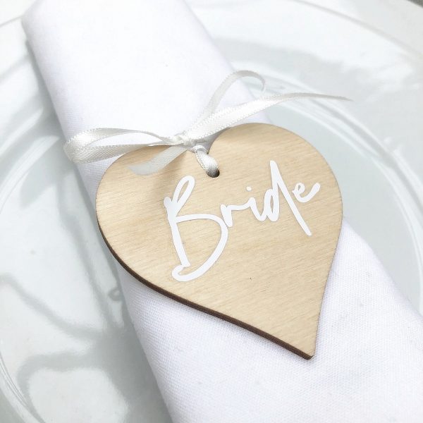 Wooden Heart Placecard Charm