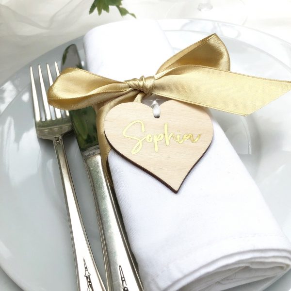 Wooden Heart Placecard Charm