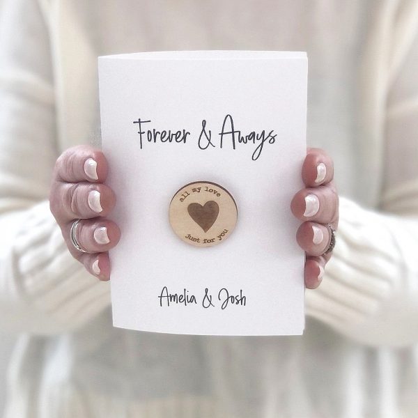 Forever and Always Wooden Love Token 3D Card