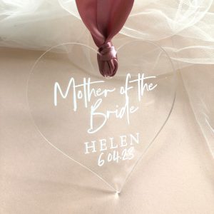 Acrylic Wedding Personalised Hanger Heart Charm